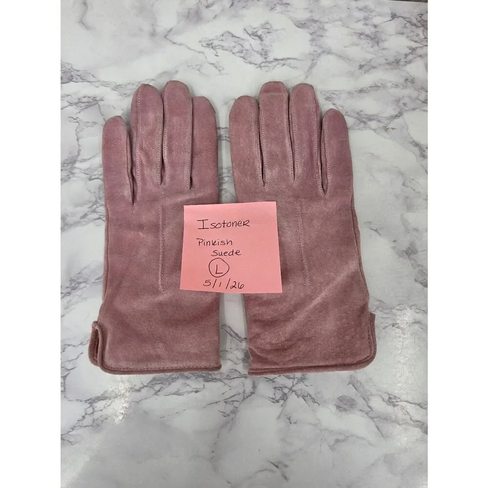 Isotoner Women's Pink Suede Lined  Driving Gloves